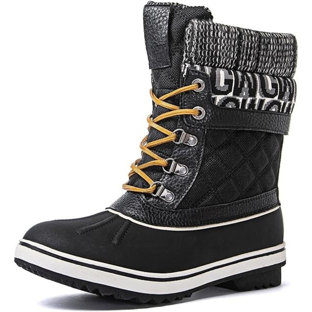 GLOBALWIN Women's Waterproof Winter Snow Boots For Women‎ 8.5, 1910 Black Print